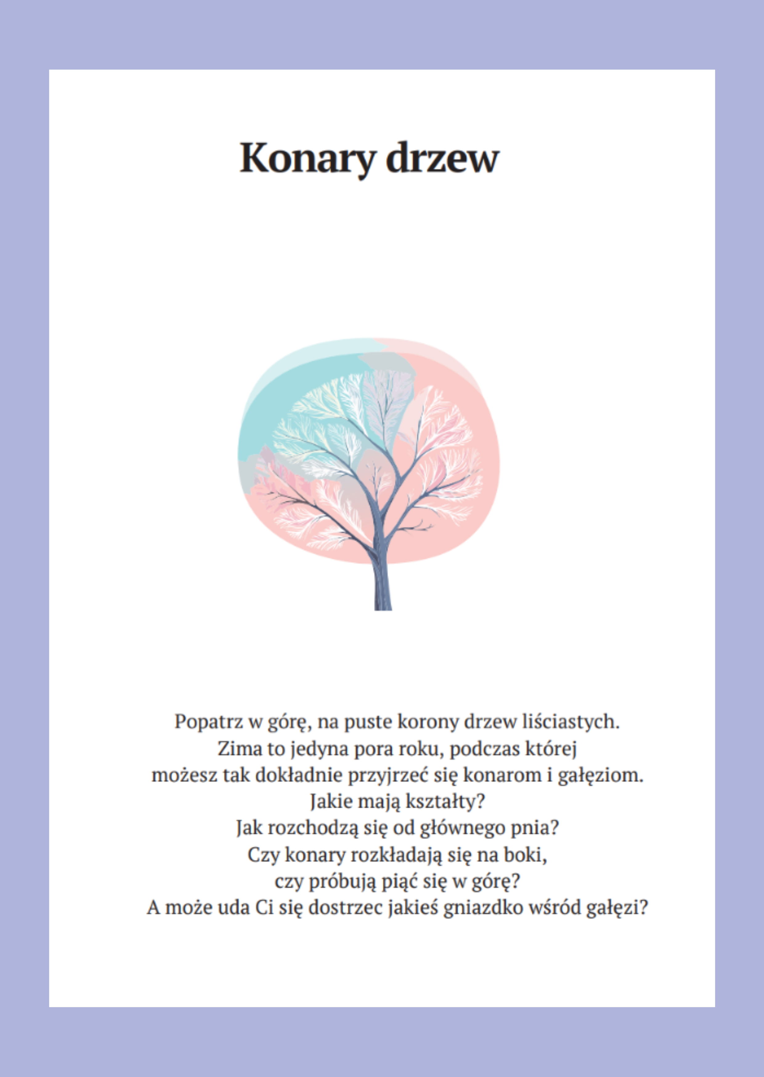 Przykładowa karta obserwacji "Konary drzew"